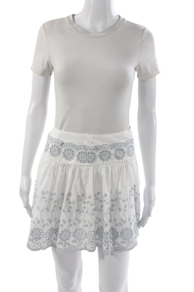 See by Chloe Womens Mini Skirt White Floral Cotton Zip Size 34