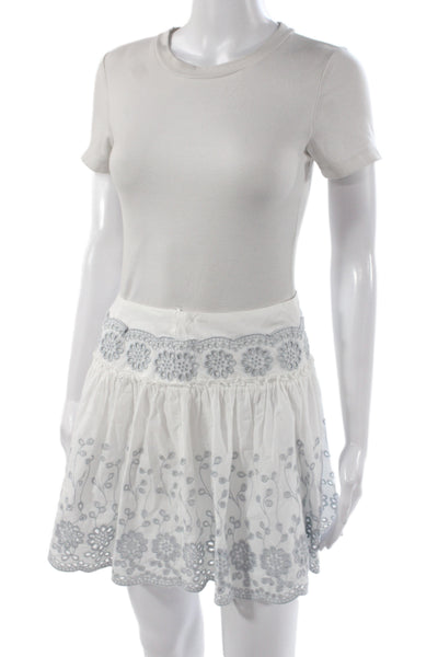 See by Chloe Womens Mini Skirt White Floral Cotton Zip Size 34