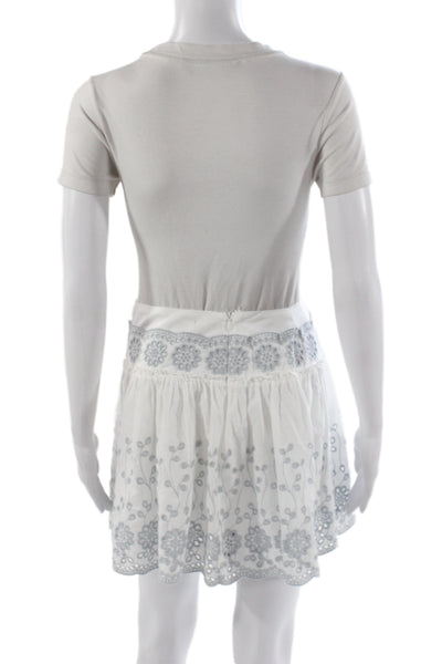See by Chloe Womens Mini Skirt White Floral Cotton Zip Size 34