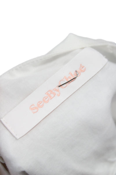 See by Chloe Womens Mini Skirt White Floral Cotton Zip Size 34