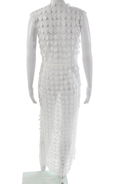 Rumer Womens Maxi Mesh Geometric V-Neck Sleeveless White Dress Size XS