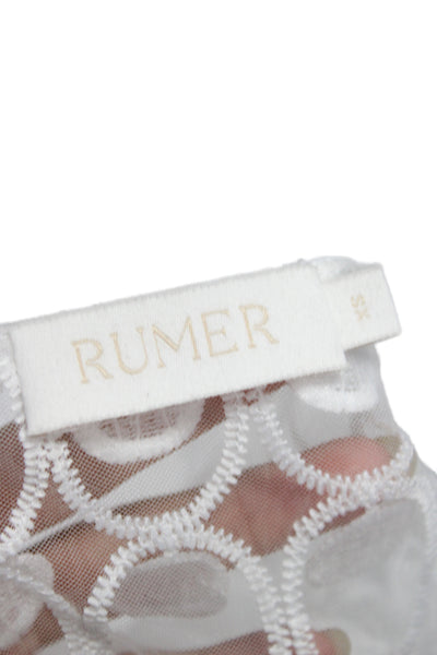 Rumer Womens Maxi Mesh Geometric V-Neck Sleeveless White Dress Size XS