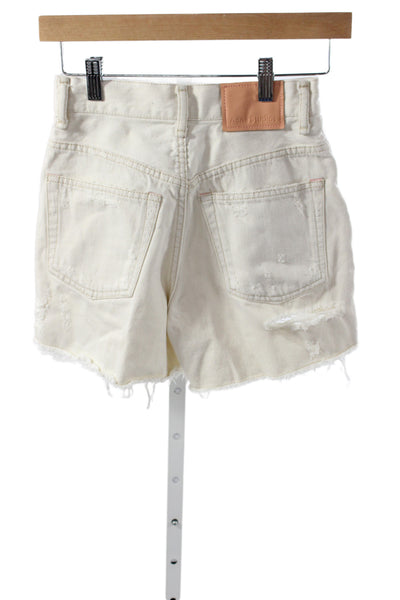 ACNE Studios Women Cut-Off Shorts Ivory Cotton Distressed Size 24