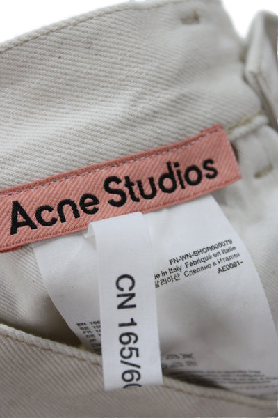 ACNE Studios Women Cut-Off Shorts Ivory Cotton Distressed Size 24