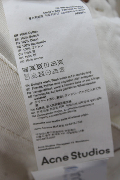 ACNE Studios Women Cut-Off Shorts Ivory Cotton Distressed Size 24