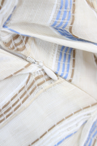 Jacquemus Women Beige Silk Halter Mini Dress Striped Size 34