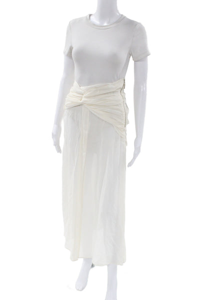 Amir Slama Womens Maxi Silk Ivory Skirt Zip Long Minimalist Size PP