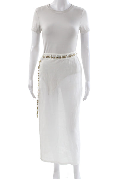 Moeva Womens White Maxi Skirt Viscose Pull On Beach Size M