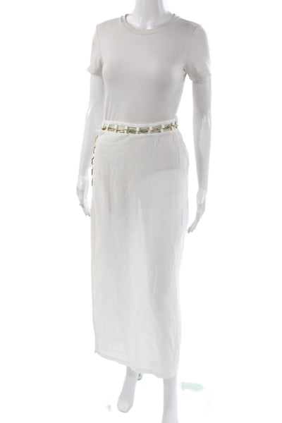 Moeva Womens White Maxi Skirt Viscose Pull On Beach Size M
