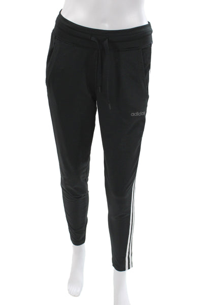 Adidas Women Track Pants Black Recycled Polyester Drawstring Size XS