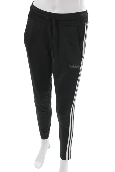Adidas Women Track Pants Black Recycled Polyester Drawstring Size XS