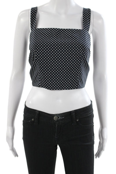 Alexis Women Cropped Polka Dot Square Neck Tank Black Polyester Size S