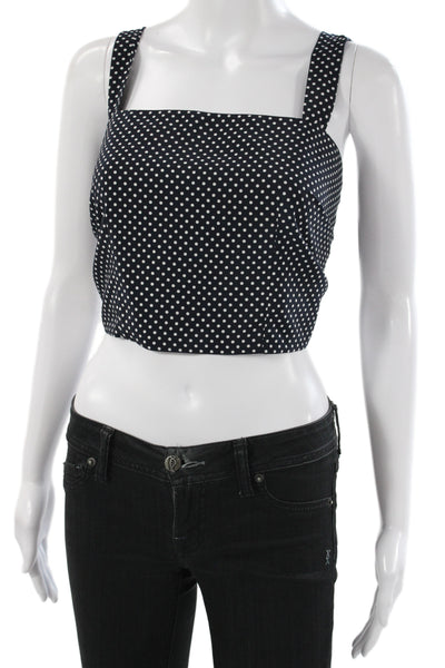 Alexis Women Cropped Polka Dot Square Neck Tank Black Polyester Size S