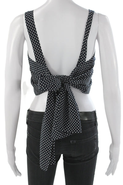 Alexis Women Cropped Polka Dot Square Neck Tank Black Polyester Size S