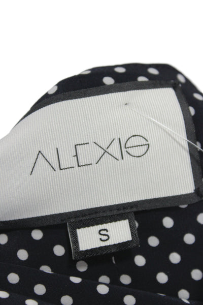 Alexis Women Cropped Polka Dot Square Neck Tank Black Polyester Size S