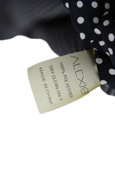 Alexis Women Cropped Polka Dot Square Neck Tank Black Polyester Size S