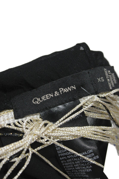 Queen & Pawn Womens Silk Cowl Neck Camisole Black Sleeveless Boho Size XS