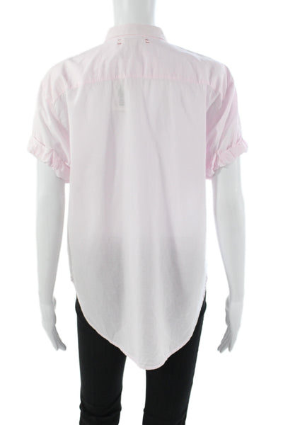 Xirena Women Pink Cotton Collared Short Sleeve Button-Up Top Size XS