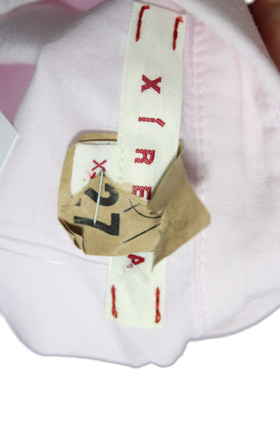 Xirena Women Pink Cotton Collared Short Sleeve Button-Up Top Size XS