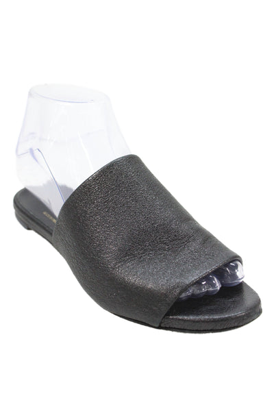 Robert Clergerie Womens Single Strap Leather Slide Sandals Black Size 36.5