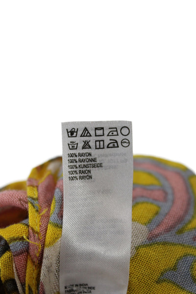 Free People Womens Lightweight Floral Printed Wrap Shawl Yellow Multi 70"x38"