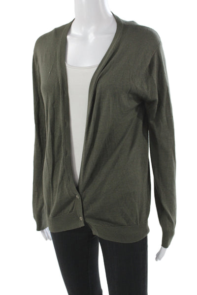 Barbara Bui Women Green V-Neck Cardigan 55% Silk Long Sleeve Size XS