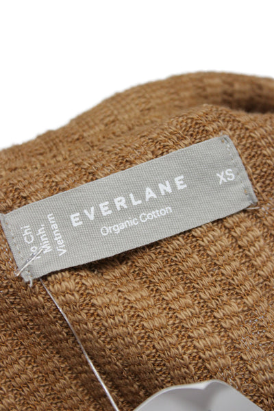 Everlane Women Basic Brown Organic Cotton Crew Neck Long Sleeve T-Shirt Size XS