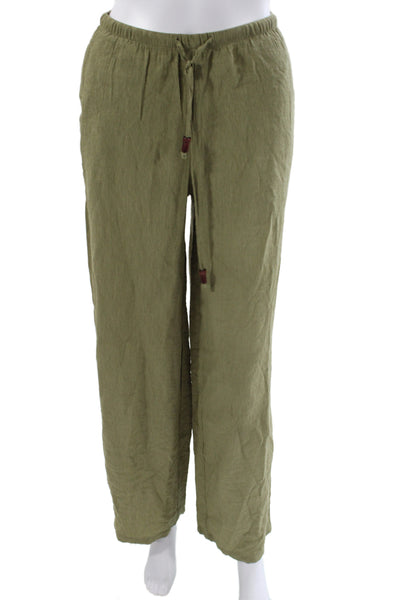 Zara Womens Jogger Pants Green Drawstring Viscose Size XS