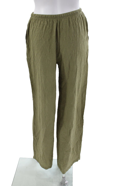 Zara Womens Jogger Pants Green Drawstring Viscose Size XS