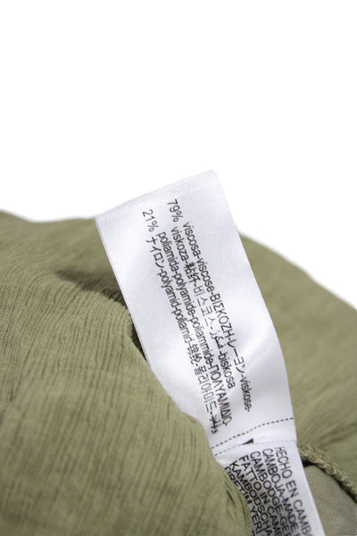 Zara Womens Jogger Pants Green Drawstring Viscose Size XS