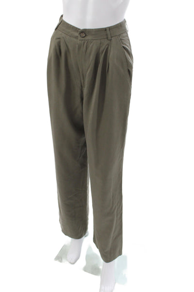 Reformation Women Dress Pants Green Tencel Lyocell Button Inseam 30 Size 2P
