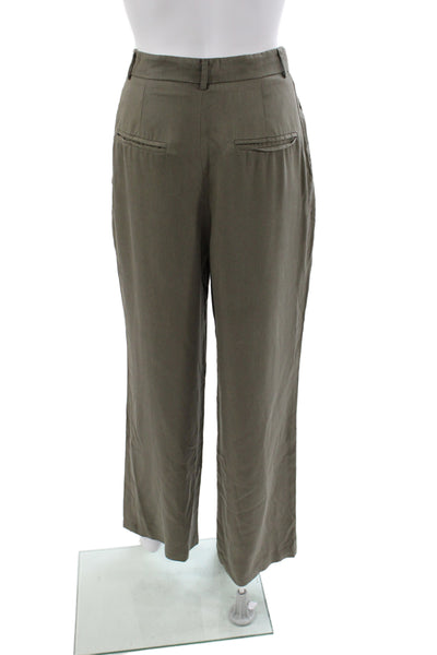 Reformation Women Dress Pants Green Tencel Lyocell Button Inseam 30 Size 2P