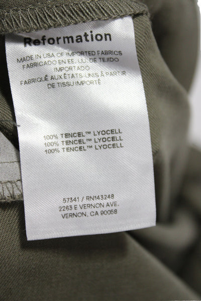 Reformation Women Dress Pants Green Tencel Lyocell Button Inseam 30 Size 2P