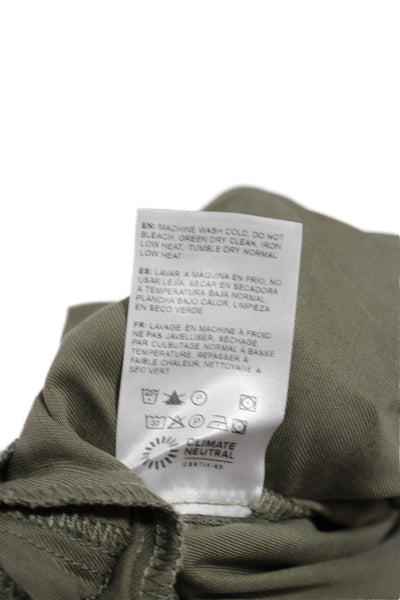 Reformation Women Dress Pants Green Tencel Lyocell Button Inseam 30 Size 2P