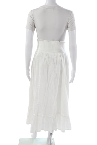 Quince Women Bohemian White Organic Cotton Maxi Skirt Pull On Size XS