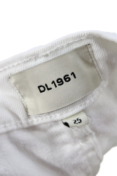 DL1961 Womens Wide Leg Jeans White Cotton High Rise Size 25