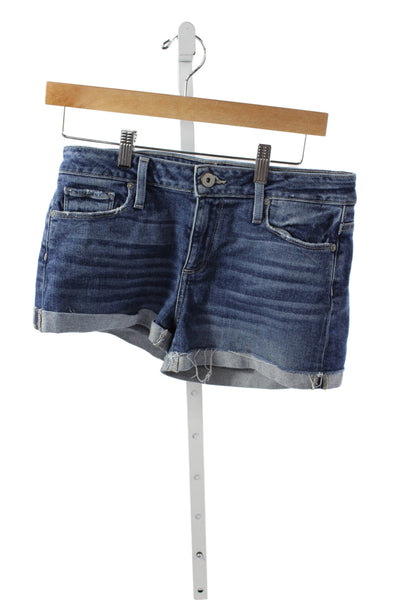 Paige Women Cut-Off Shorts Blue Button 98% Cotton Size 25