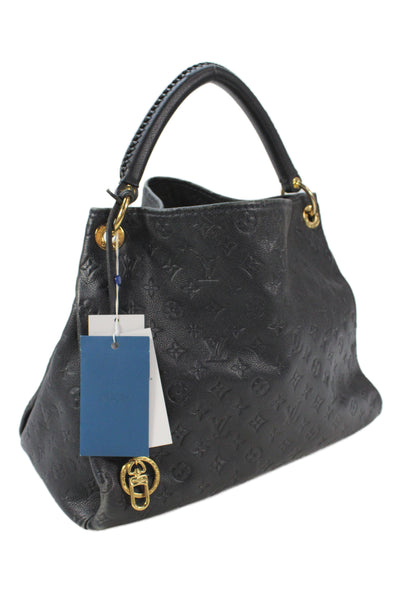 Louis Vuitton Womens Leather Artsy MM Monogram Handbag Black