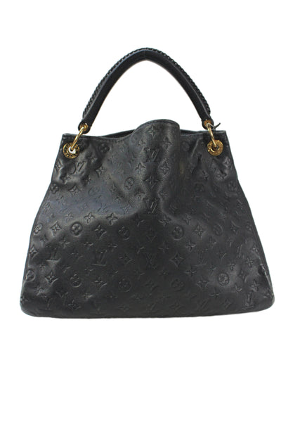 Louis Vuitton Womens Leather Artsy MM Monogram Handbag Black