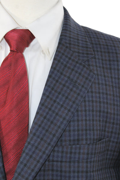 Coppley Mens Blue Plaid Wool Button Blazer Size 42