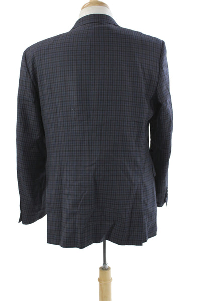 Coppley Mens Blue Plaid Wool Button Blazer Size 42