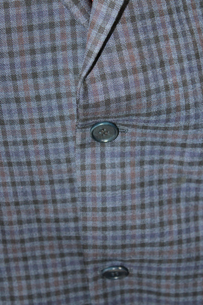 Coppley Mens Blue Plaid Wool Button Blazer Size 42