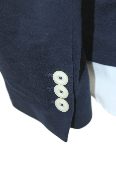 Circolo Mens Pea Coat Blazer Blue Cotton Button Size 46