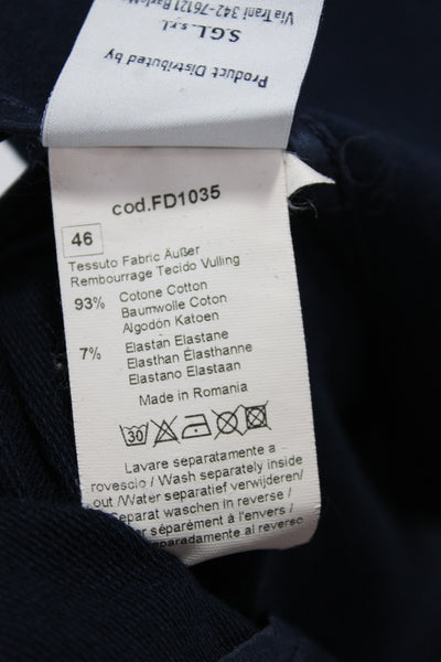Circolo Mens Pea Coat Blazer Blue Cotton Button Size 46