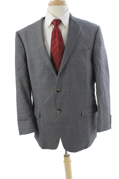 Hart Schaffner Marx Mens Gray Rayon Check Blazer Button Size 44