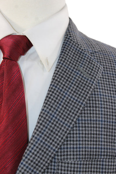 Hart Schaffner Marx Mens Gray Rayon Check Blazer Button Size 44