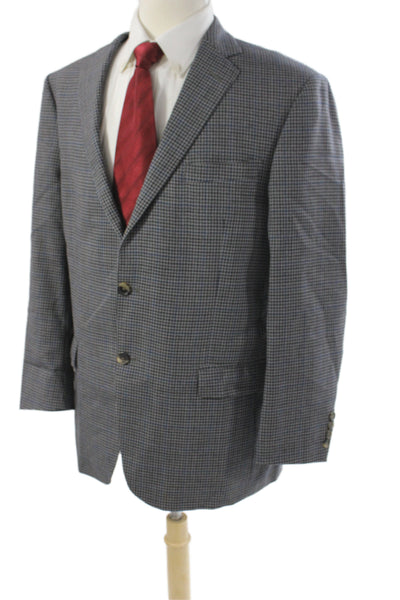 Hart Schaffner Marx Mens Gray Rayon Check Blazer Button Size 44