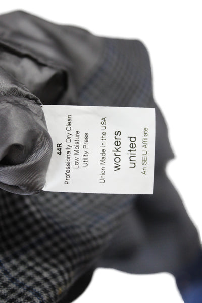Hart Schaffner Marx Mens Gray Rayon Check Blazer Button Size 44
