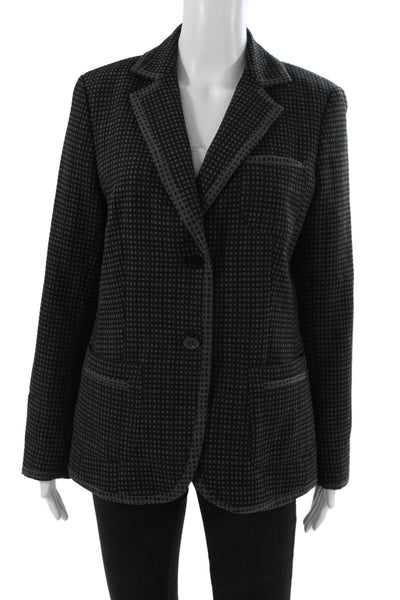 Peace of Cloth Womens Basic Jacket Black Geometric Button Size 8