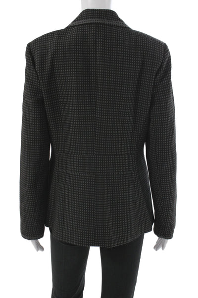 Peace of Cloth Womens Basic Jacket Black Geometric Button Size 8